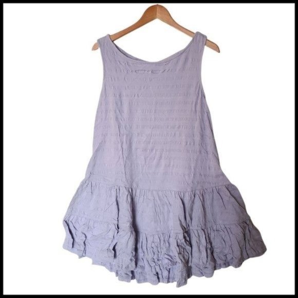 Anthropologie Flounced Open-Back Mini Dress Lavender L Large NWT Texturized Stre - Picture 4 of 14